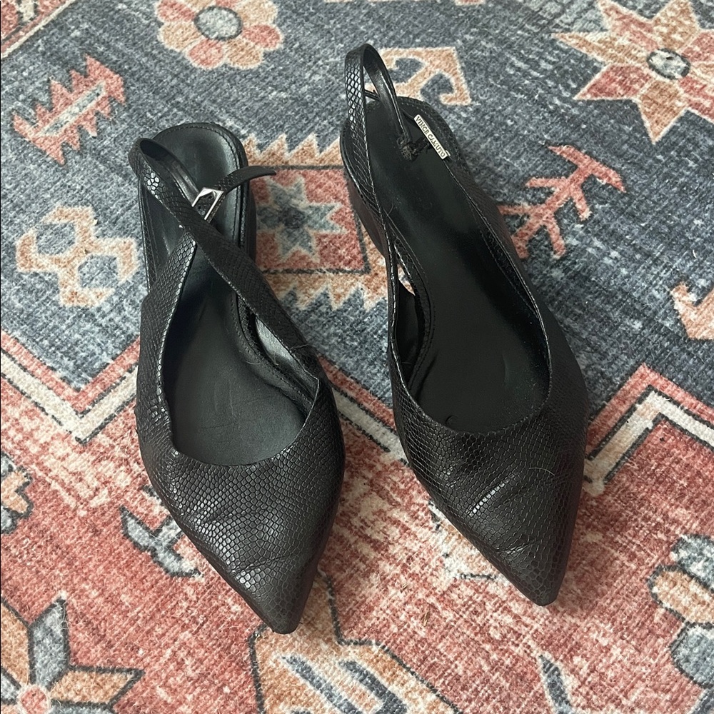 Vince Camuto Black Textured Slingback Heels